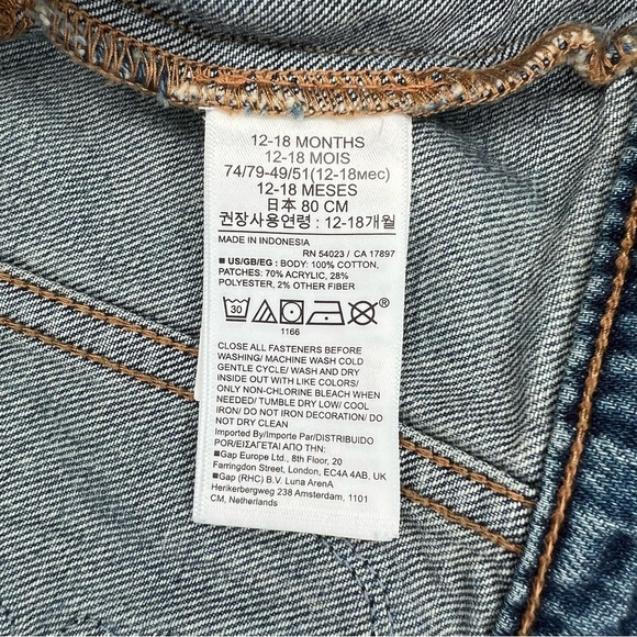 Baby Gap Disney Embroidered Patch Minnie Mouse Denim Jean Jacket Girl 12-18M - Picture 7 of 8